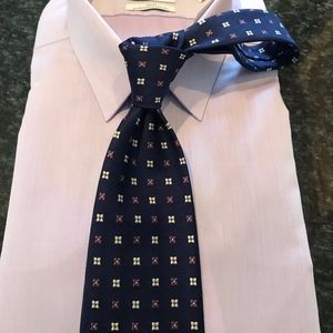 Classic Navy Blue Tie with White & Purple Pattern